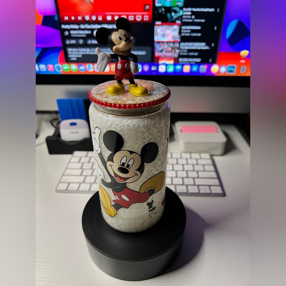 Mickey Mouse Themed Jar with Figurine